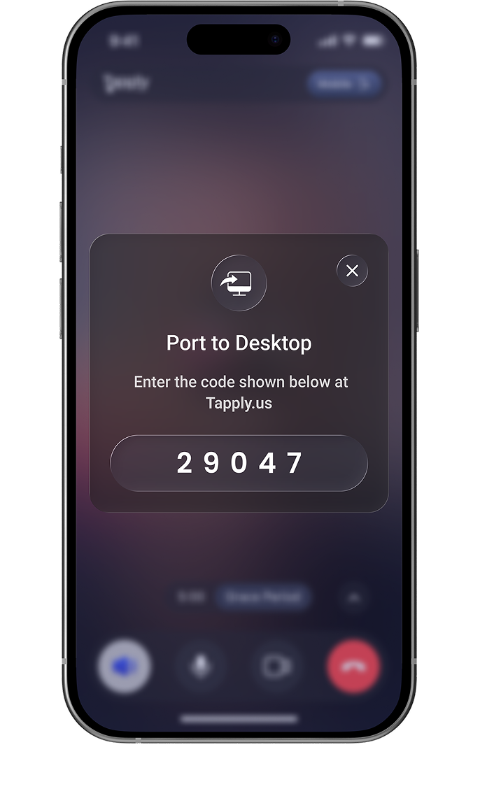 Port session to desktop for screen sharing in browser